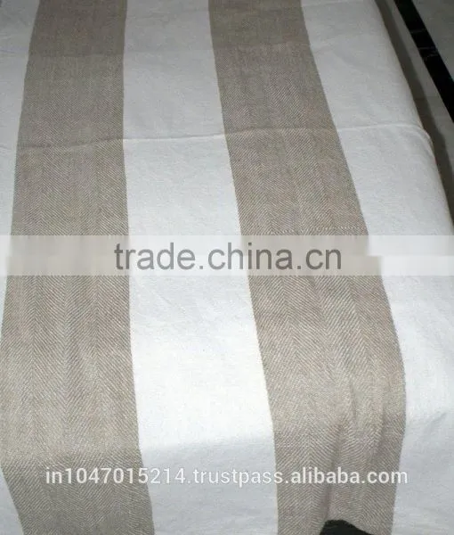 Cotton Linen Herringbone Weave Table Cloth Hand Woven