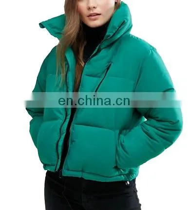 Factory Supplier Directly Women Green Padded Boxy Jacket photo-2