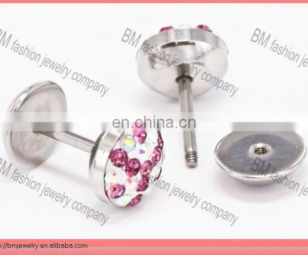 Customized Gemstone Fake Plug Ear Jewelry Cheater Non Body Piercing Jewelry