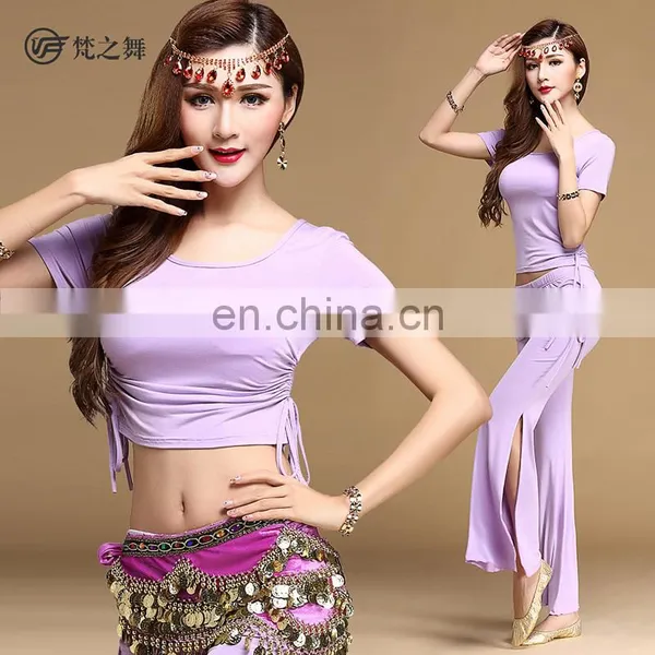 T-5115 Modal Summer Short Sleeve Practice Belly Dance Costume photo-3