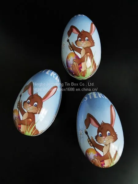 Customized festival easter egg shape tin box /  Oval gift Tin