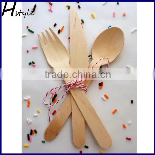 Wooden Forks/Knives/Spoon Engraved Disposable Wooden Tableware Set SPT013B photo-3