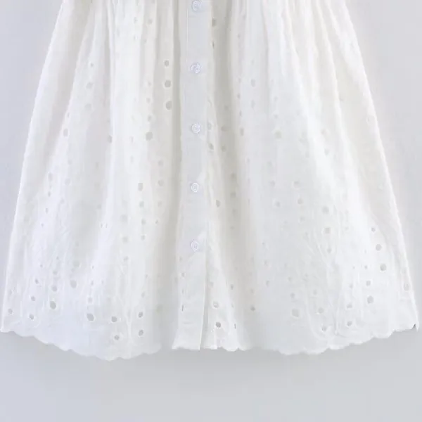 New Women's Clothing European and American Style Fashionable Hollow Embroidery Short Dress photo-4