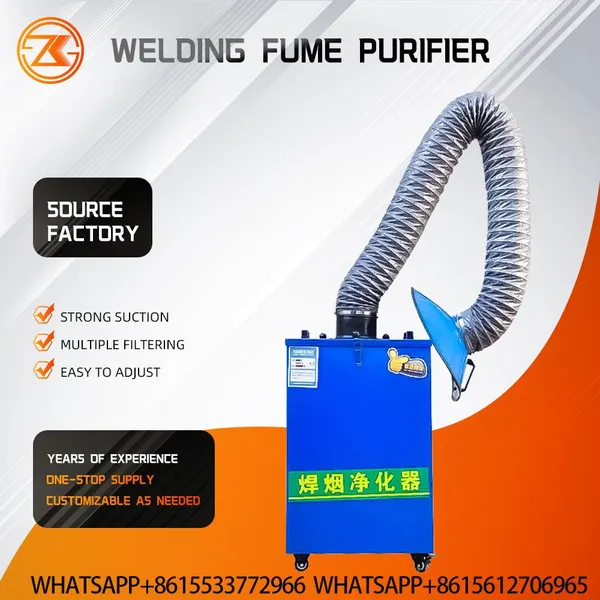 Double Arm Auto Pulse Cleaning Welding Fume Extraction Machine Two Workstation Industrial Welding Smoke Collector photo-2