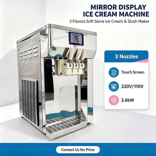 Soft Serve Ice Cream Machine MYS-393M 2500W Commercial Maker 8 Preset Programs for Ice Cream Shop Cafe and Hotel Business