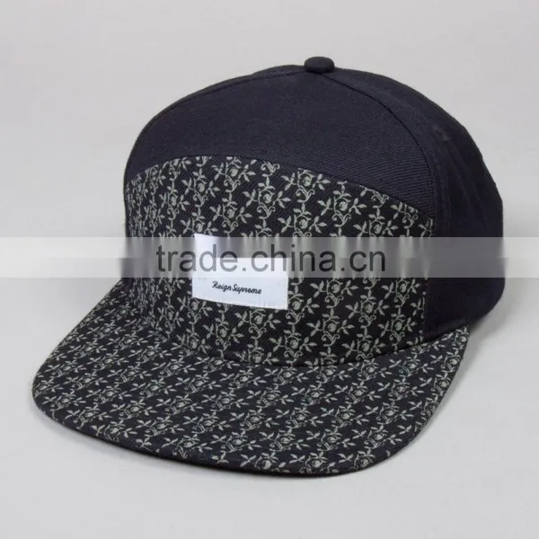 Custom 5 Panel Hat and Camo Flat Peak and Leather Strap Fabric for Summer Hat photo-3