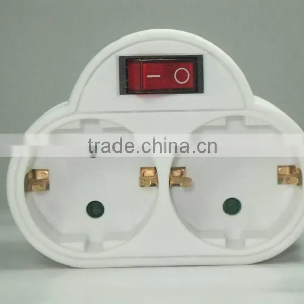 Schuko 2way Adaptor Plug With Switch