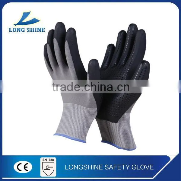Top Sale Nylon PU Dotted Coated Grip Garden Heat and Cut Resistant Safety Work Glove photo-2