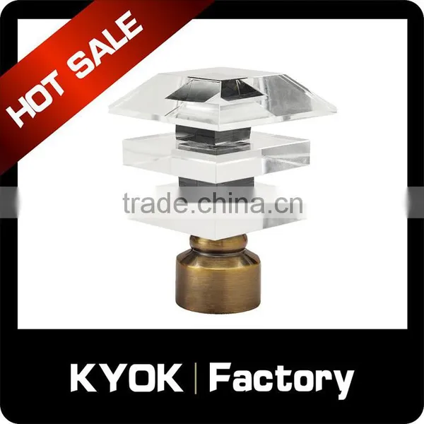 KYOK Amazing crystal glass finials for curtain rods,eyelet ring curtain accessories,classic curtain finials