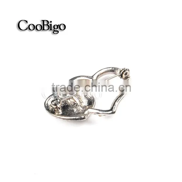Fashion Jewelry Rhinestone Silver Double Heart Brooch Lady Girls Dresses Hijab Scarf Party Gift Apparel Promotion Accessories photo-2