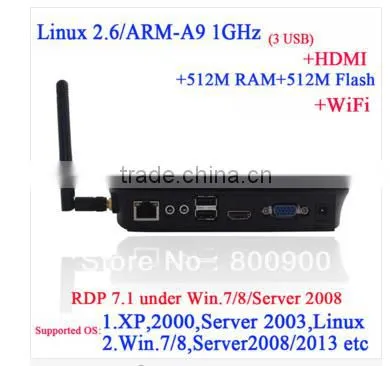 FL300 Linux thin client with WiFi all windows and linux support ARM-A9 Processor 1Ghz Linux 2.6 kernel 512M ram 512M flash