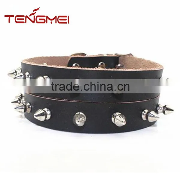 Black Large Spiked Leather Dog Collar With Many Size photo-2