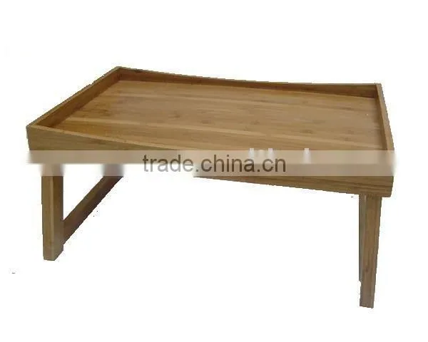 Bamboo Wooden Folding Serving Tray Table With Foldable Structure and Laptop Design