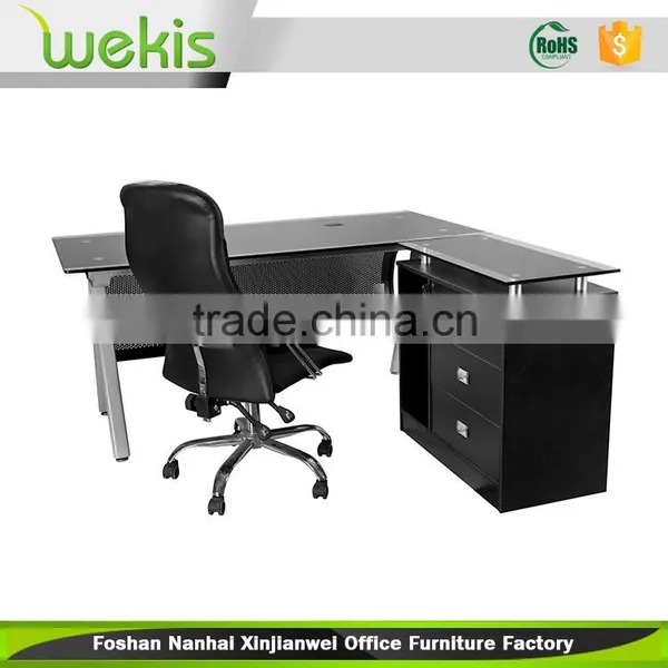 Black Color Modern Office Desk Executive Ceo Desk Glass Office Table in Office Furniture Quality Choice Most Popular photo-2