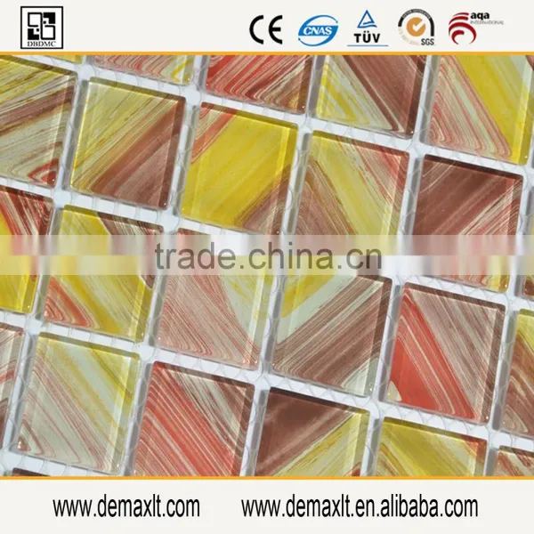 4mm Linear Wall Design Tile Good Price 25*25 Mixed Colour Glass Mosaic photo-4