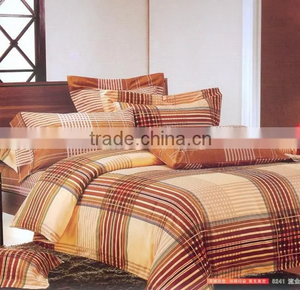 100% Cotton Nice Printed Elegant Check Design Bedding Set Duvet Cover Set Bedline