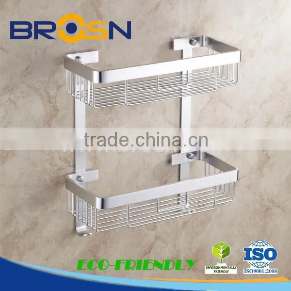 NINGBO Wall Mounted Bathroom Double Shelf /SLIVER #1112K
