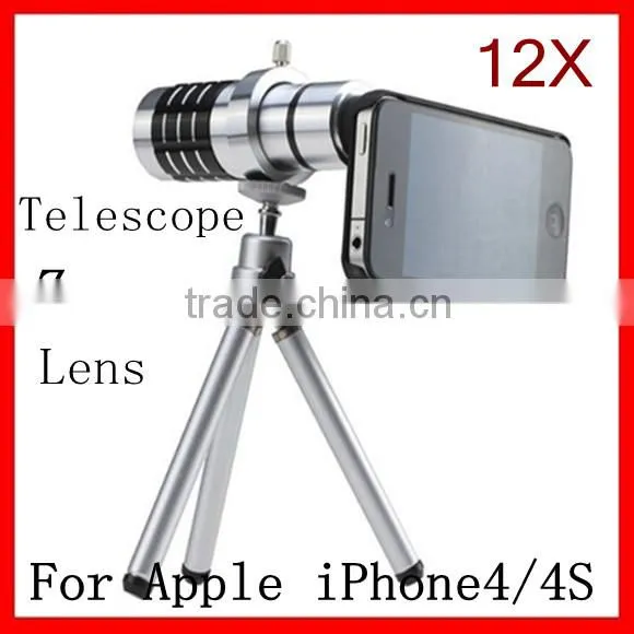 Aluminum New 12X Zoom Telescope for Mobile Phone Iphone Camera Lens