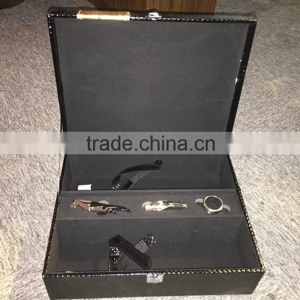 The Factory Wholesale Custom High Black PU Leather 2 Bottles of Red Wine Boxes photo-3