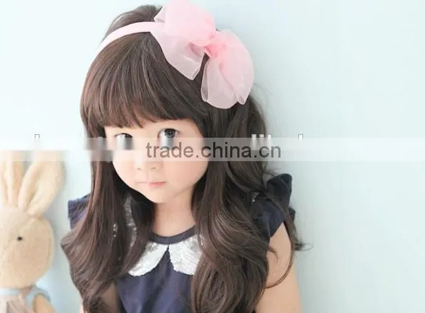 Wholesale Cheap Kids Synthetic Hair Wigs Sweety Little Girl Wavy Wigs With 2 Colors photo-2