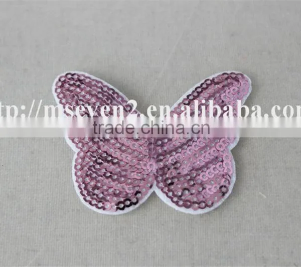 Good Looking Pink Butterfly Woven Embroidery Patch in Sequin Material for Sale photo-4