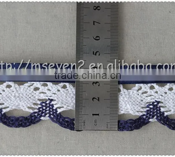 Hot Fashion Black / White Colors Scalloped Shaped Cotton Trims, Jacquard Ribbon With Cotton Lace photo-2