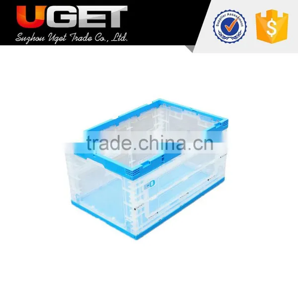 New Designed Transparent Side Door Fruit Plastic Foldable Crate photo-2