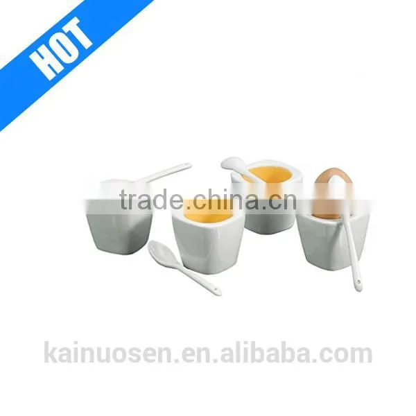 Custom Porcelain Square Egg Cup Set With Spoons