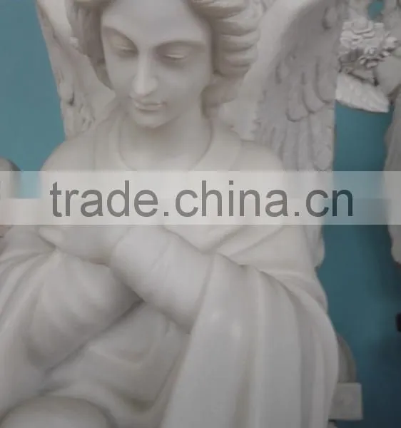White Marble Carved Pray Angel Tombstone photo-3