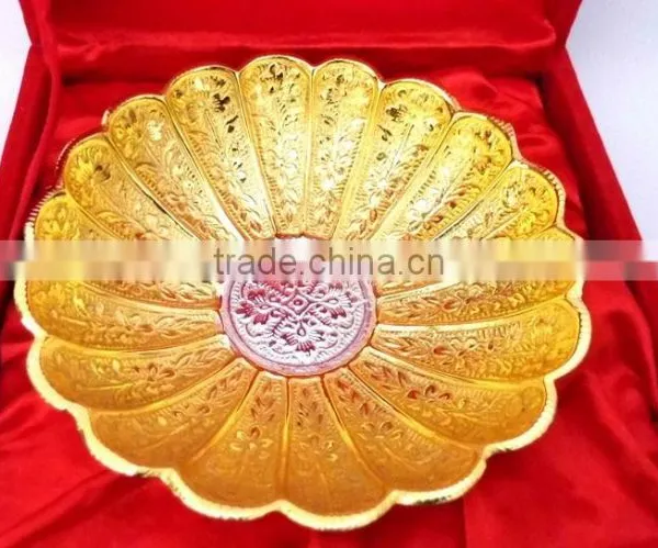 Promotional Gift New Year Beautiful Gift Gold and Silver Plated Brass Bowl photo-3