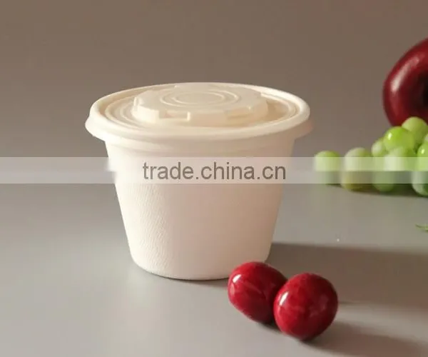 Sugarcane Bagasse Fiber Cups Container 16oz With PLA Lid photo-3