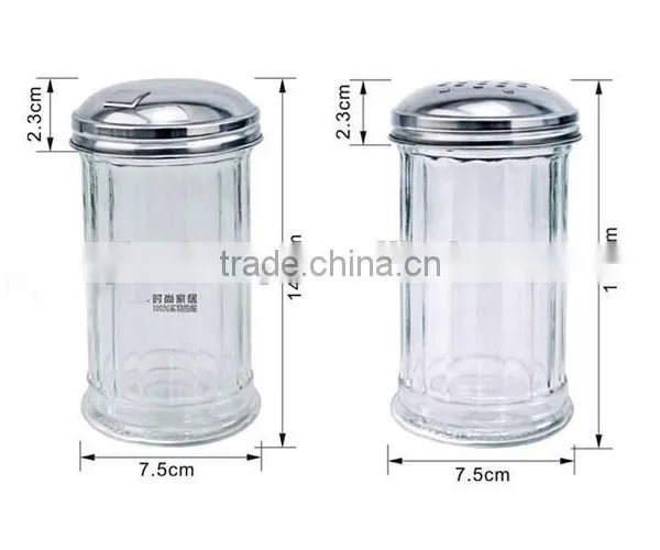 300ml Vertical Stripe Transparent Glass Spice Package Containers With Metal Hole Cap photo-2