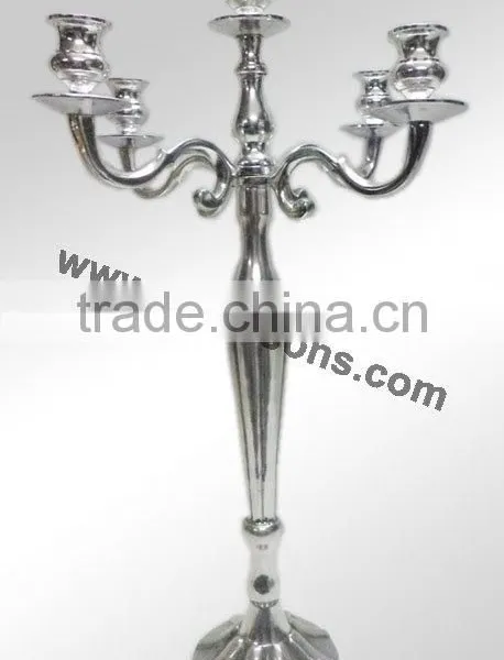Silver Finish Aluminum Polish Five Arms Candelabra photo-3