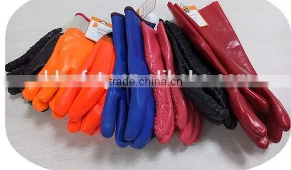 DDSAFETY Hot Sale PVC Gloves Black PVC Rough Chip On The Palm Back Safety Gloves photo-4