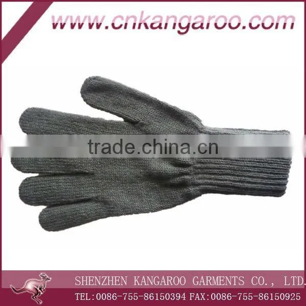 Direct Factory Provided Nature Wool/cotton Knit Glove;army Five Fingers Glove; Workwear Glove