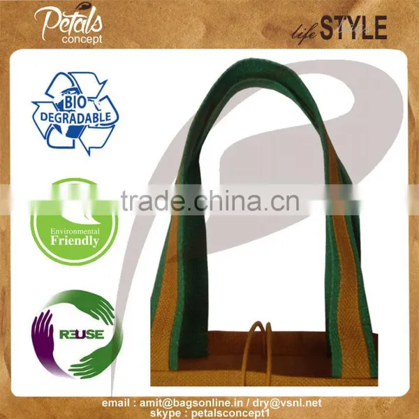 PP Laminated Jute Bag With Jute Trimmed Cotton Web Handle & With Button Closure photo-4