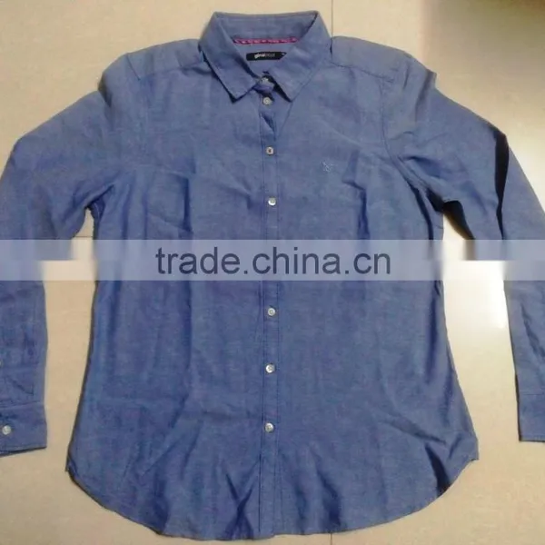 Ladies L/S Oxford Oxford Cotton Shirt (Garment Stock Lots / Apparel Stock / Stocklots / Garment Apparel From Bangladesh ) photo-3