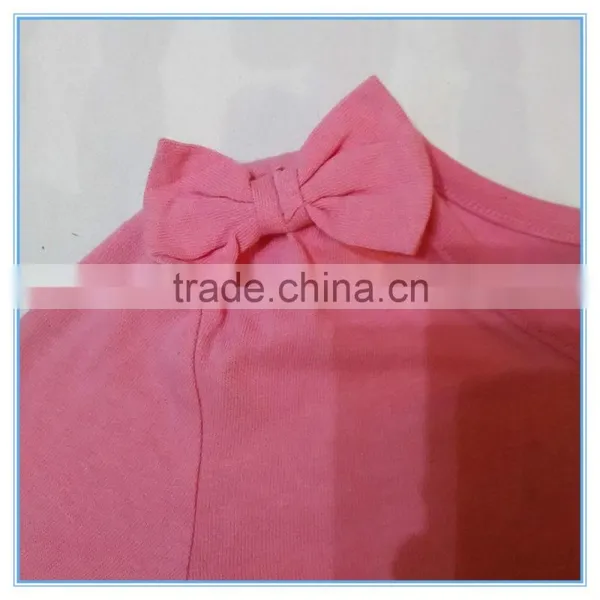 OEM Cotton Children Girls Long Sleeve Shirt, Girls Boutique t Shirt With Bowknot on Shoulder photo-4