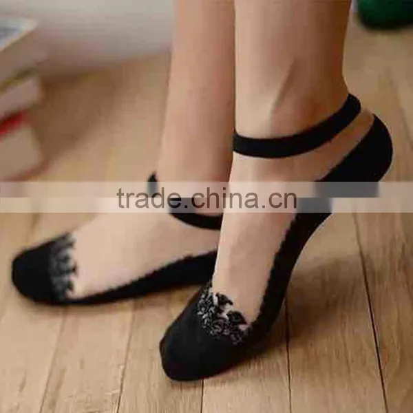 Amazing Free Size Womens Short Sock Women Lady Girl Summer Thin Transparent Crystal Silk Socks photo-2