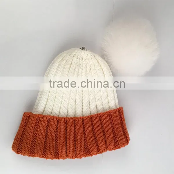 Myfur Wholesale Real Soft Fox Fur Pom Pom Knitting Wool Beanie photo-3
