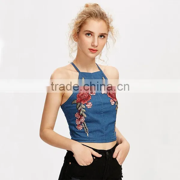 Embroiedered Design Secy Tank Top, Ladies Fashion Cami Clothing photo-4