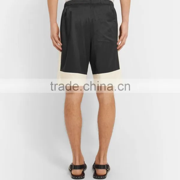 High Quality White and Black Satin Gym Training Sports Shorts for Mens photo-3