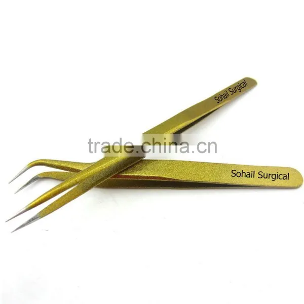 Eyelash Extension Tweezers Gold photo-2