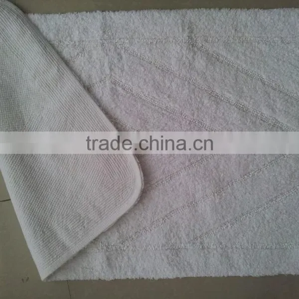 Hotel Antislip White Cotton Bath Rug With Rubber Bottom photo-5