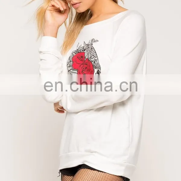 Wholesale Custom Lady Fashion Floral Printed Long Sleeve T-shirt photo-6