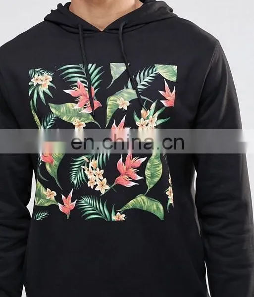 Drawstring Hoodie With Floral City Print photo-3