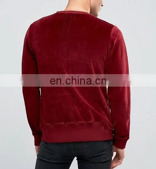 Soft Velour And Ribbed Trims Embroidered Logo Sweatshirt Fashion photo-2