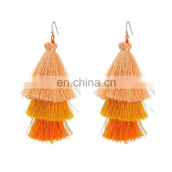 Fringe Drops String Thread Tassel Earrings photo-5