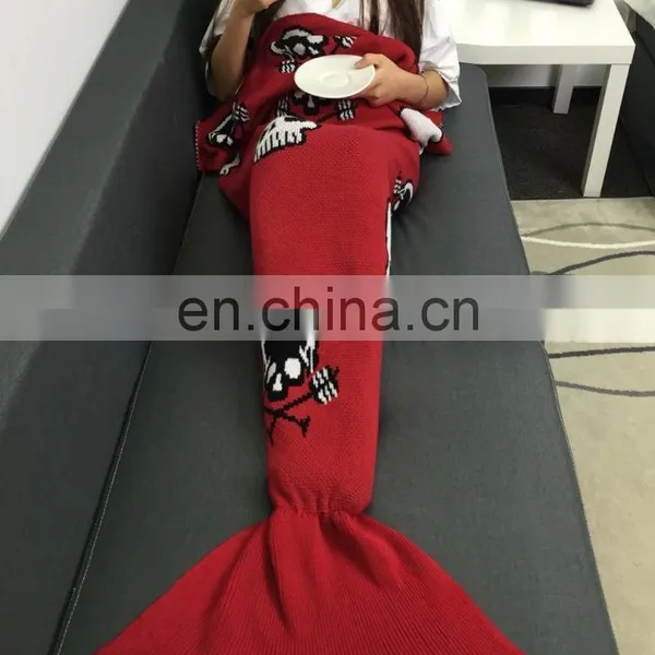 New Arrival Warm Soft Sofa Blanket Knitted Mermaid Tail Blanket photo-4