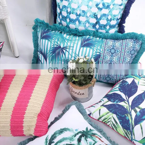 Custom Wholesale Outdoor Digital Printed Fancy Tropical Greenery Jungle Leaf Print Cushion Covers Decorative photo-5